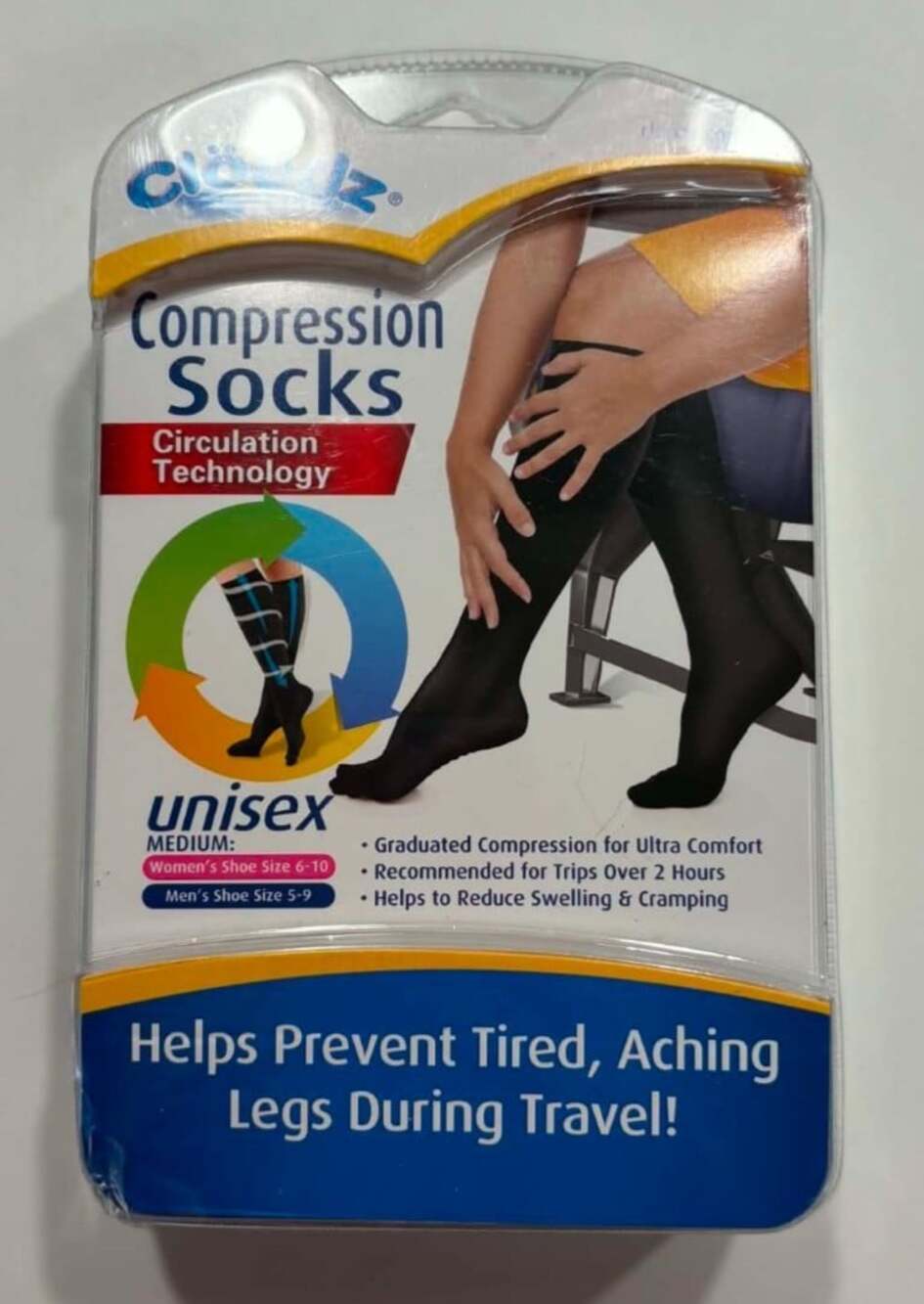 Cloudz Compression Socks Unisex Size Medium Black Graduated Compression